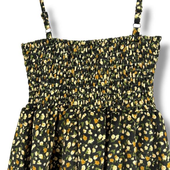 Sachiko Dress Womens Small Black Dark Floral Corduroy Peasant Cottagecore Boho - Picture 7 of 9